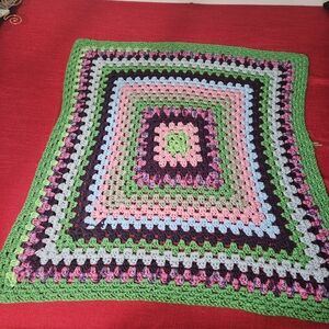 Handmade Granny Square Afghan Crochet Blanket 30"×32"